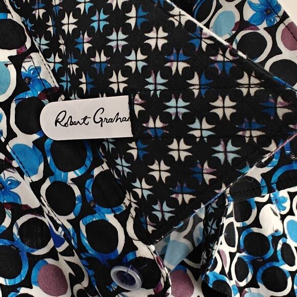 Robert Graham Button Front Shirt XL Circle Floral Print Contrast Flip Cuffs - Picture 6 of 12